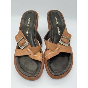 Donald J Pliner Size 8.5M Burnt Orange / Brown Wedge Platform Slip-on Sandals